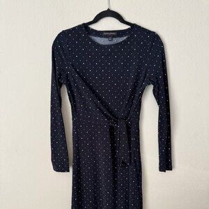 Banana Republic|Tie-Neck Pleated Midi Dress | Black | Size 0. Vintage Y2K